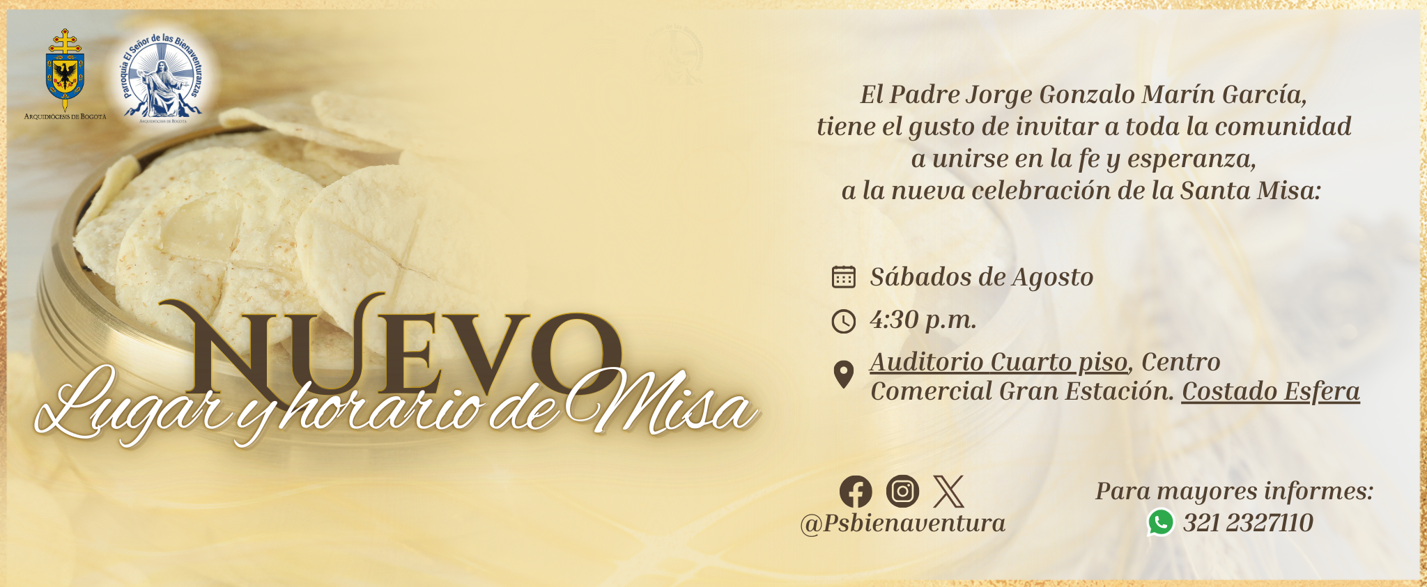 ¡Nuestra parroquia El Señor de las Bienaventuranzas, de brazos abiertos, te espera con esperanza y fe! 💒