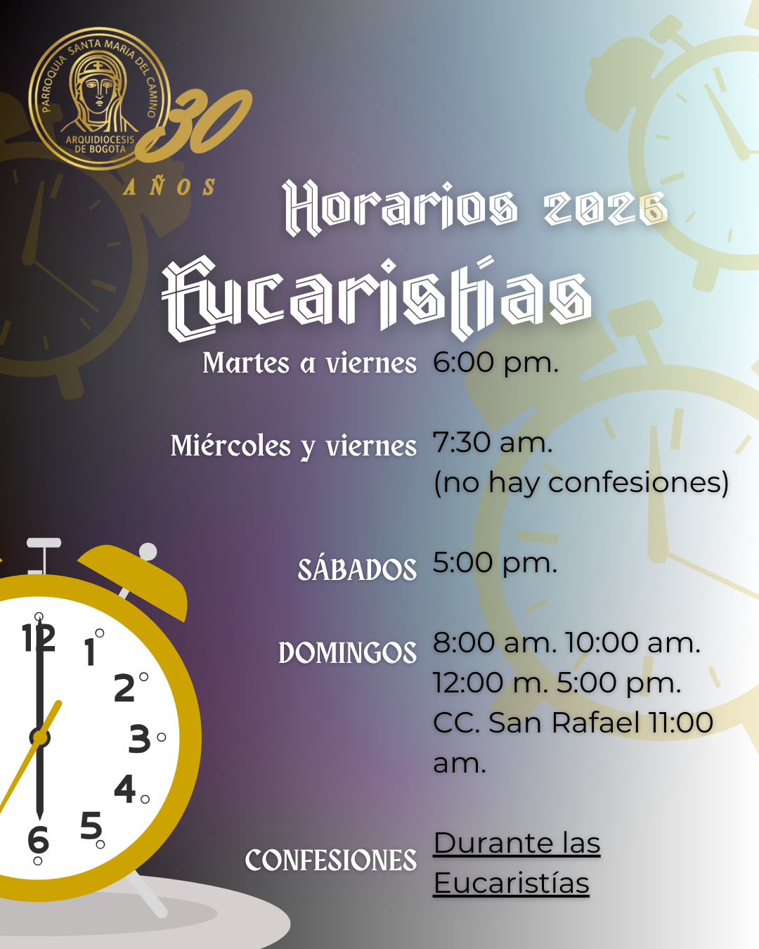 Horarios de Eucaristías